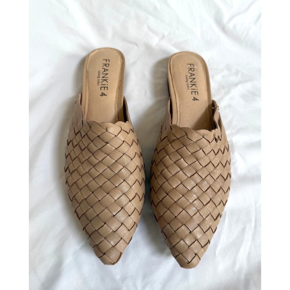EUC Frankie4 Kass Woven Leather Mules Shoes, Biscuit Cream Tan, 10 - Picture 2 of 5